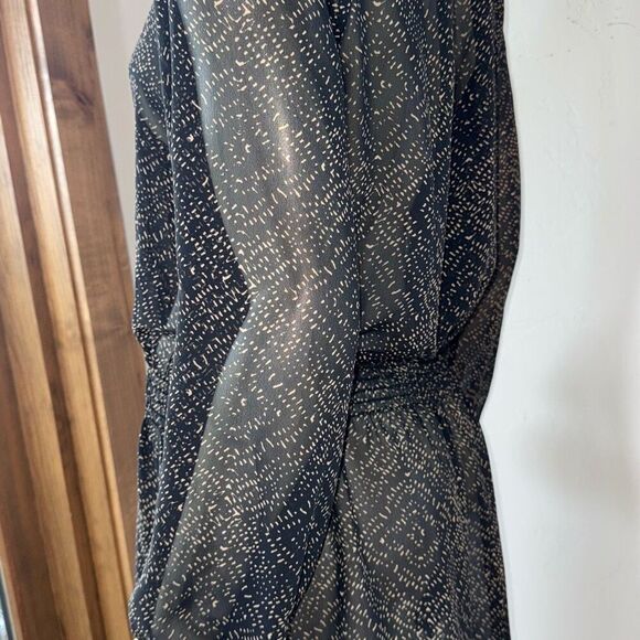 Lauren Ralph Lauren Woman's Black & Tan Semi Sheer Chiffon Pattern Dress Size 10 - Picture 6 of 14